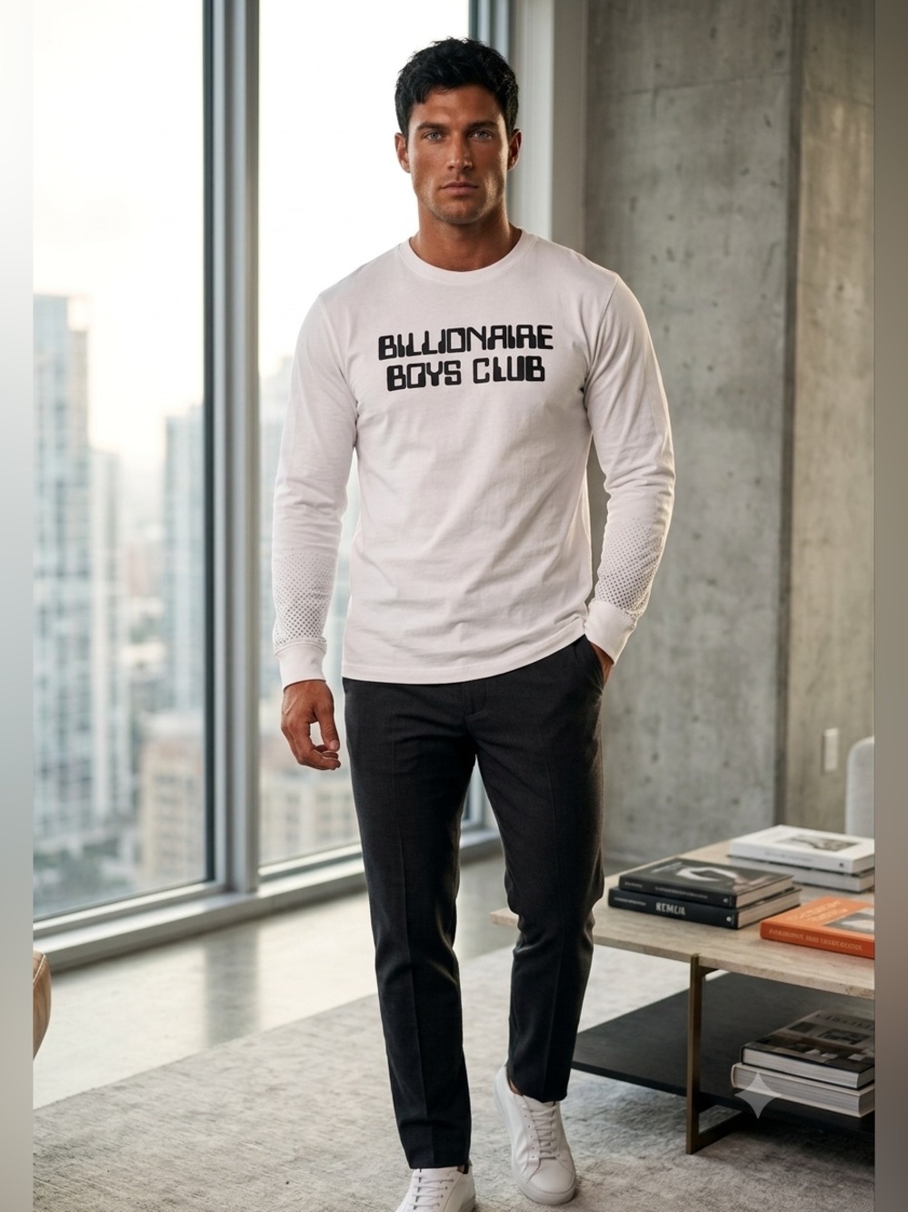 Billionaire Boys Club Vintage Alien Motif Long Sleeve T-Shirt in White size XL